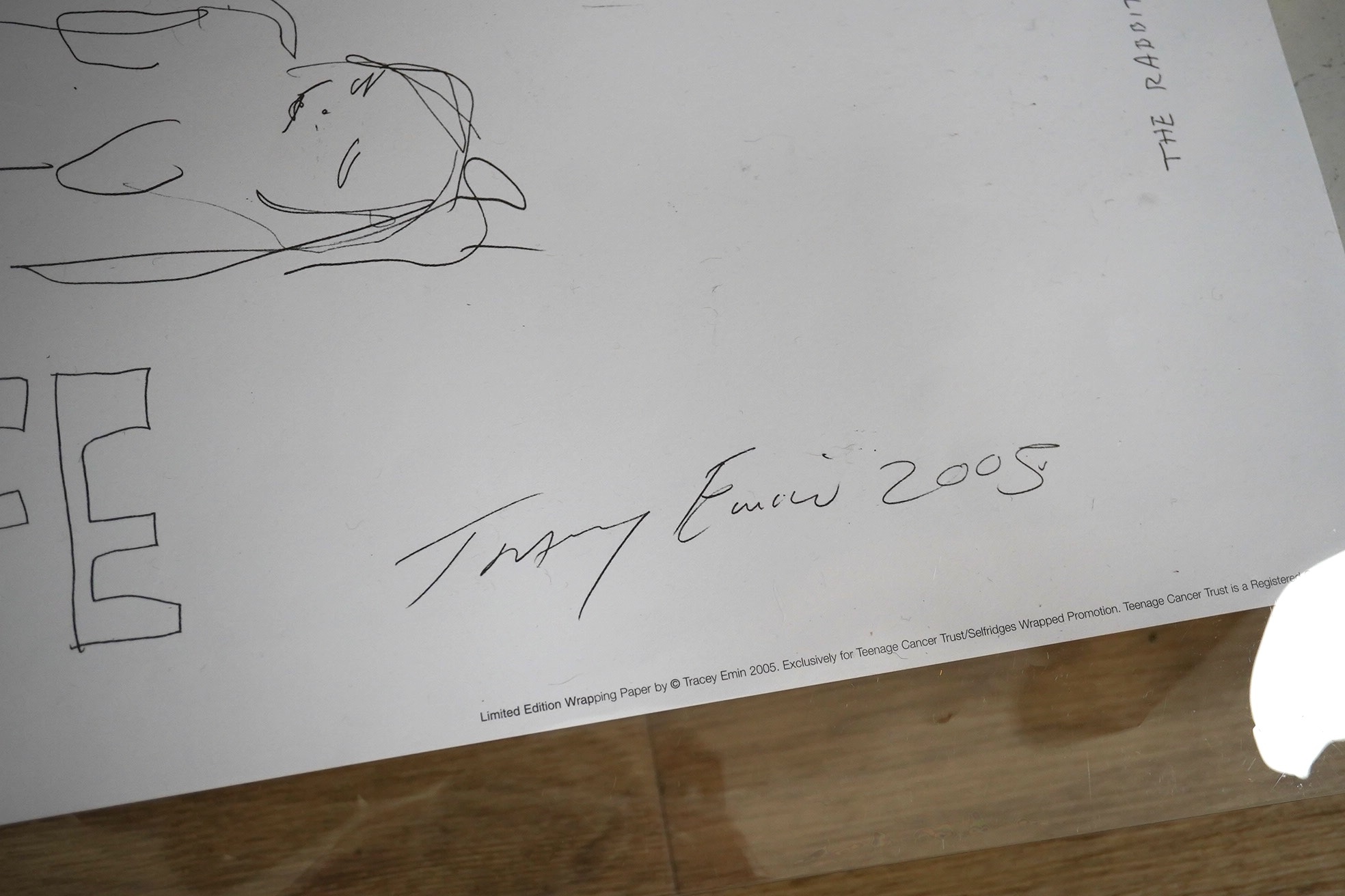 After Tracey Emin RA (b.1963), lithograph, 'Remember Easter is not just for Christmas, it's for Life', limited edition wrapping paper 2005, 50 x 70cm, unframed. Condition - good